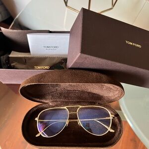 Tom Ford Aviator Gold Blue Block Collection Eyeglasses
